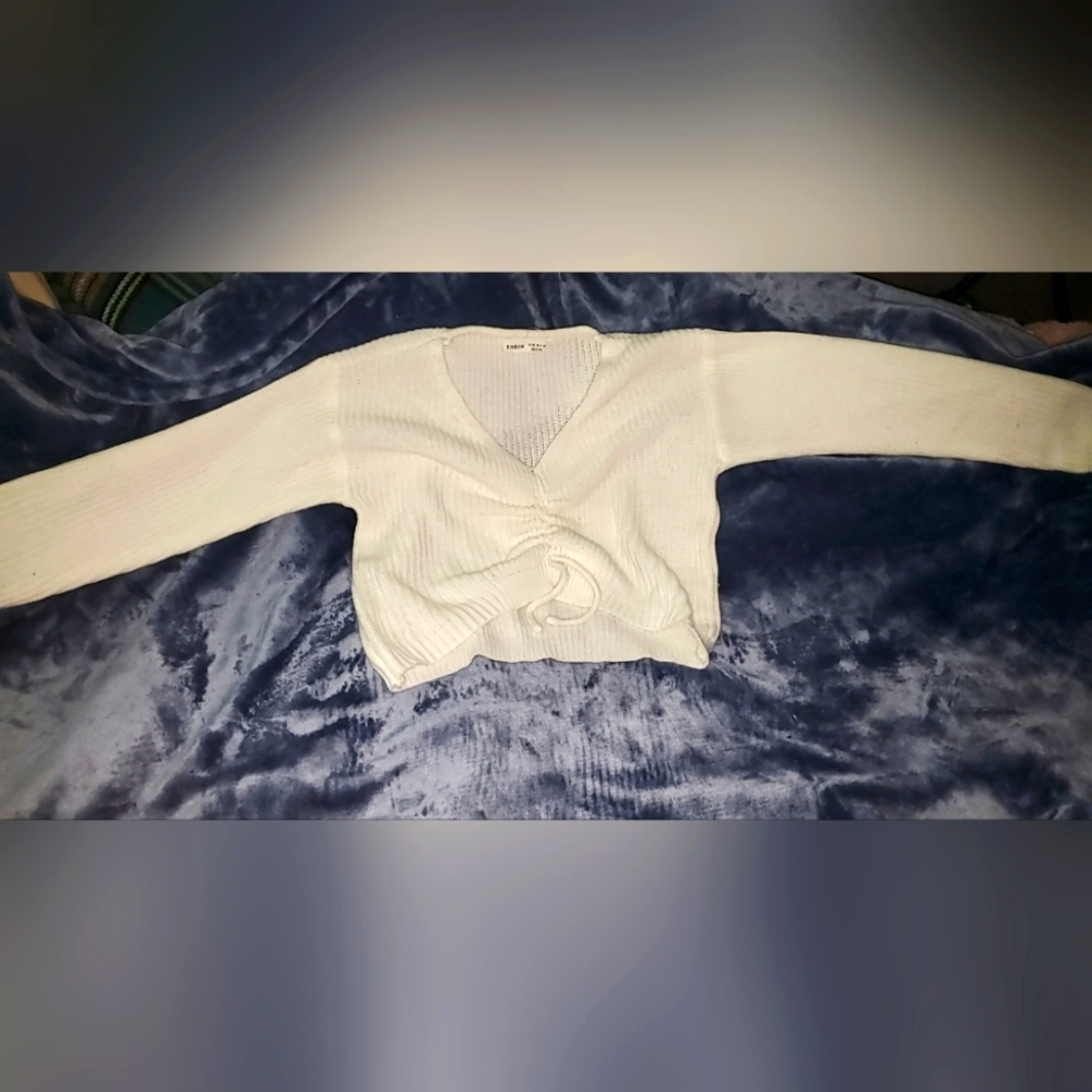 SHEIN Girls Rib-knit Drawstring Drop Shoulder Sweater